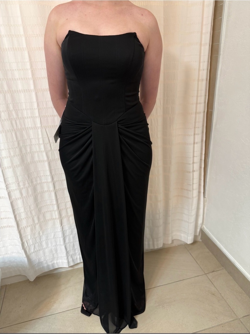 Azazie Strapless Black Formal Gown - Picture 3 of 6